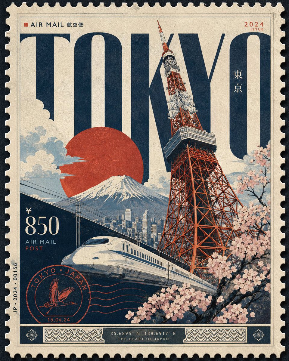 Design a premium 4:5 collectible postal-stamp poster for [CITY]. Entire…