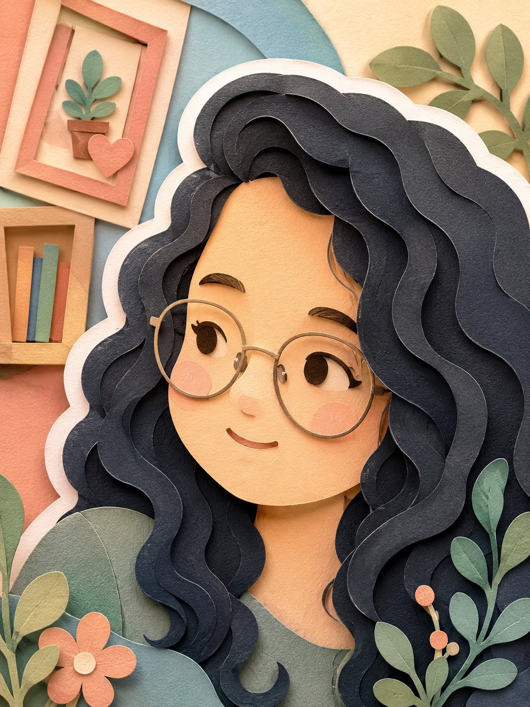 Convert this image into a soft, handcrafted paper-cut layered illustrat…