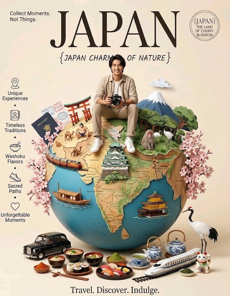 Design a premium vintage-inspired travel poster on a clean cream backgr…
