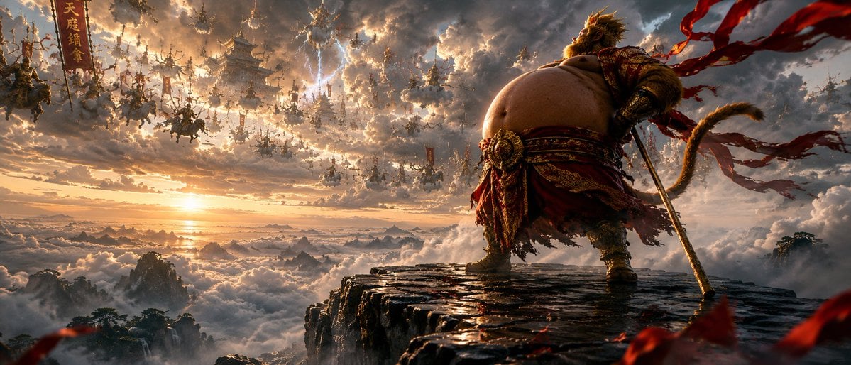 [主题]，21:9 电影感构图，哈苏摄影质感，画面中大面积留白，超广角镜头，极远景，一个超级小的孤独人物剪影位于画面中作为视觉重心锚点和平衡点…
