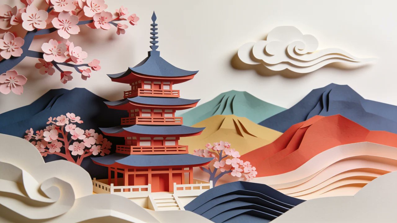 A paper-cut craft illustration of a [subject], layered colorful paper t… 3