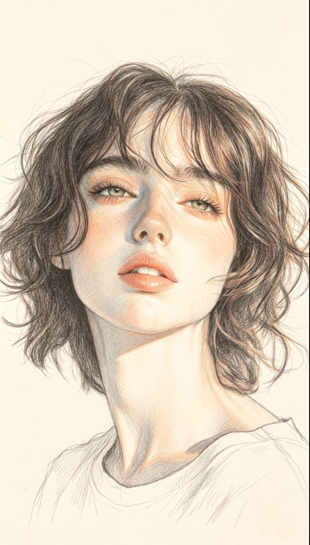 Ultra-refined semi-realistic graphite and colored-pencil portrait illus… 1
