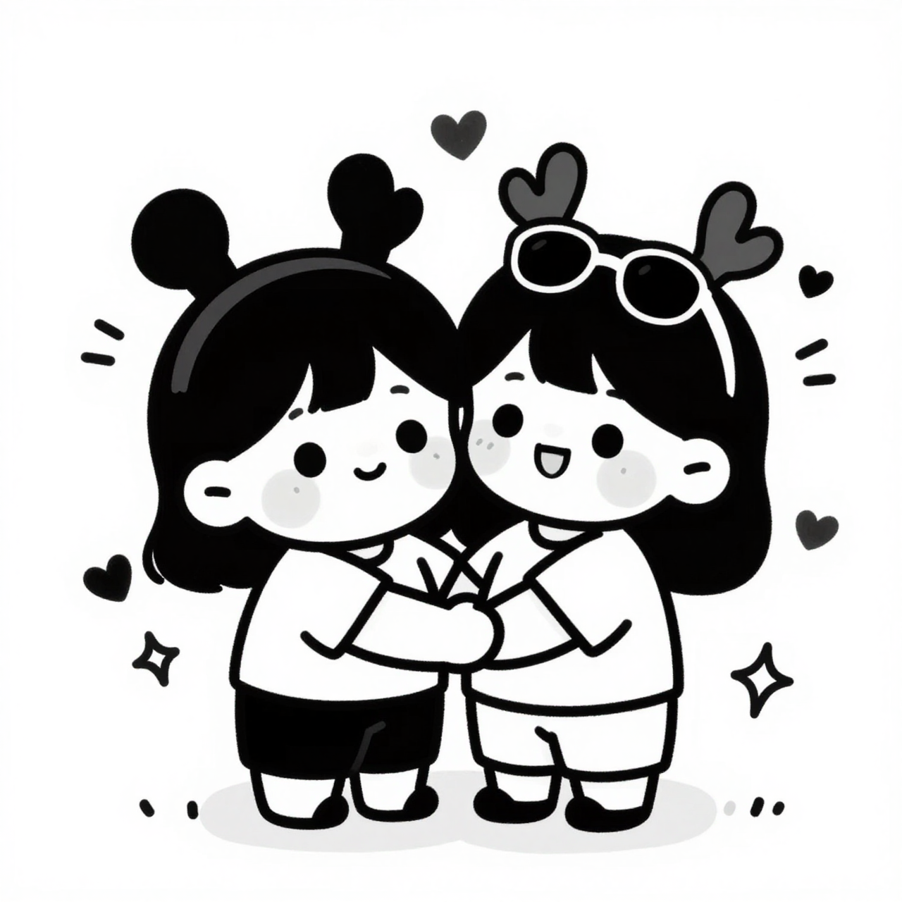 Transform the uploaded photo into a cute black-and-white hand-drawn chi…