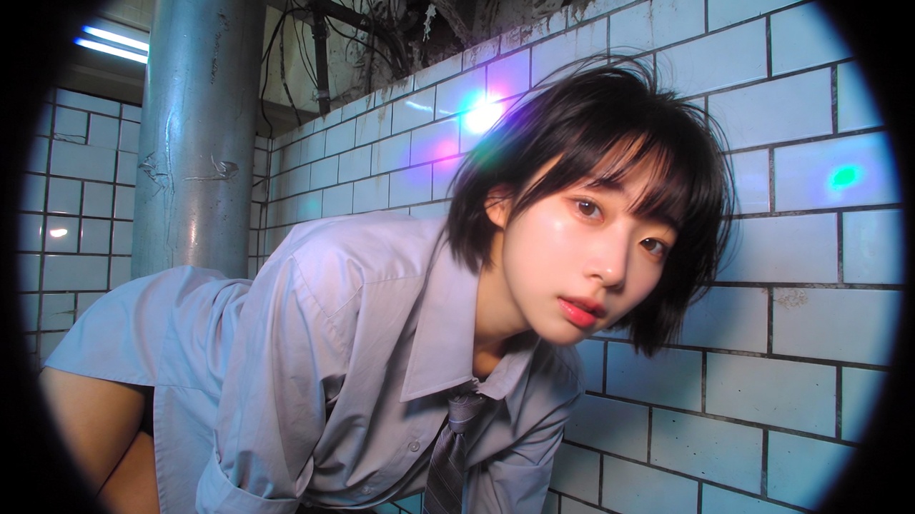 A stunning mid-20s Japanese or Korean woman wearing a light grey collar… 2
