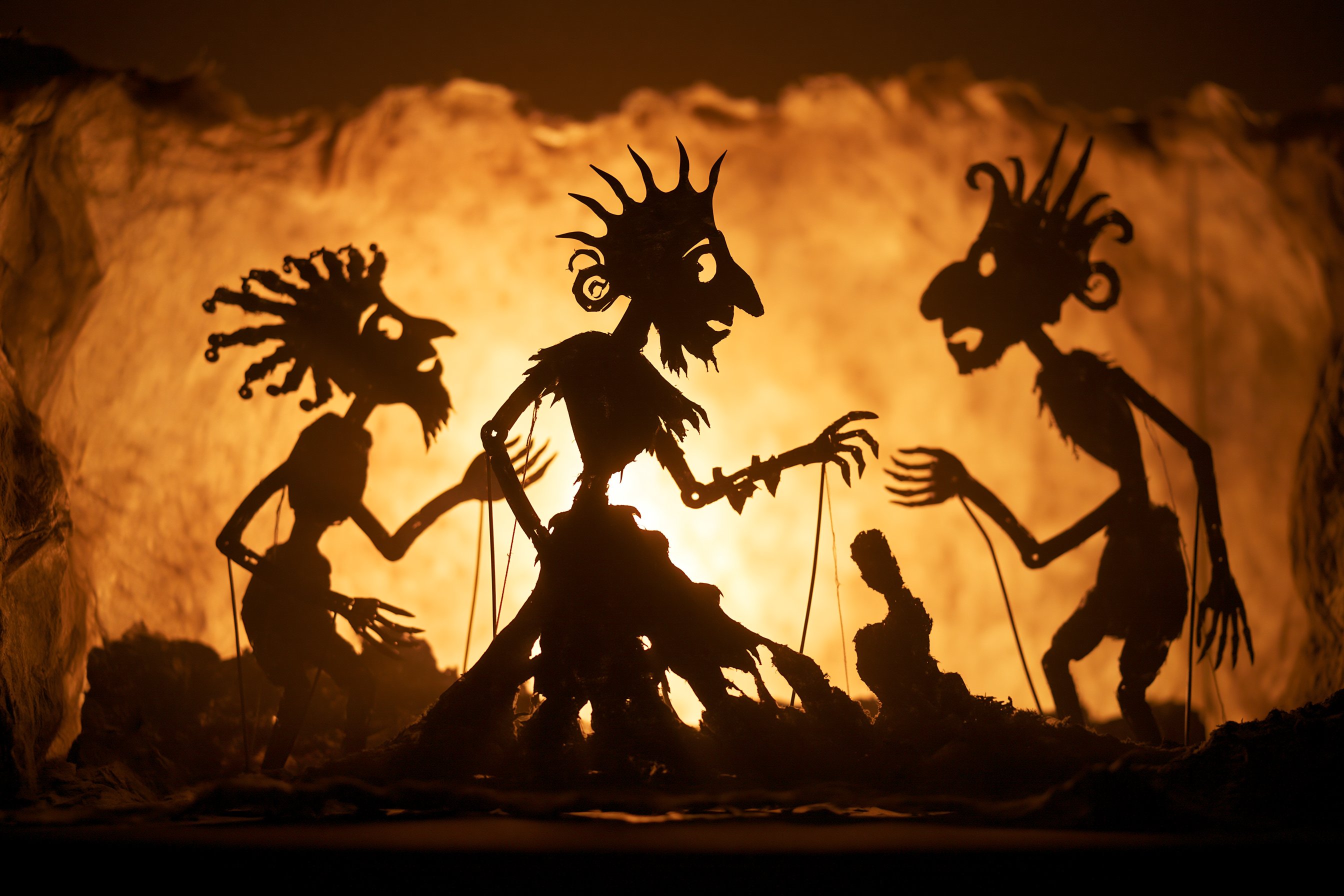 Shadow Puppet Theatre 💬Prompt: A theatrical shadow puppet scene of a [… 3
