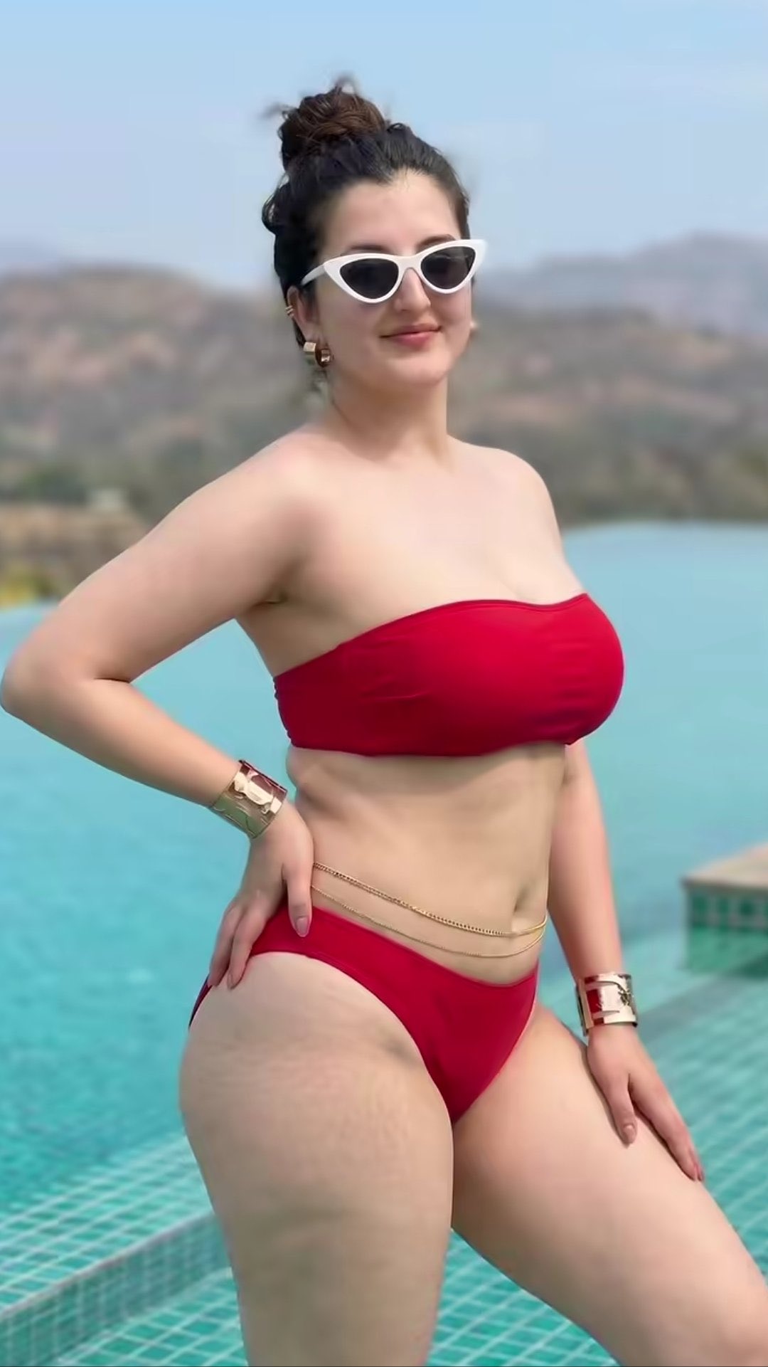 A stunning photorealistic portrait of a confident curvy Indian woman st… 2