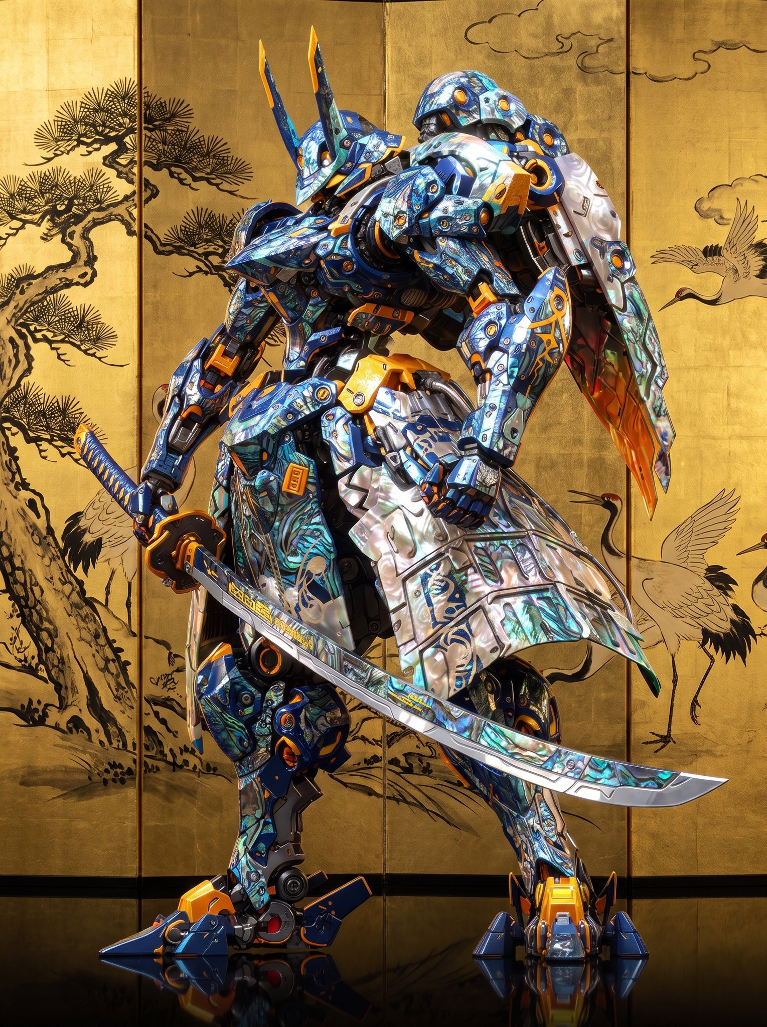 This is absolutely breathtaking! The intricate blue and gold samurai me…
