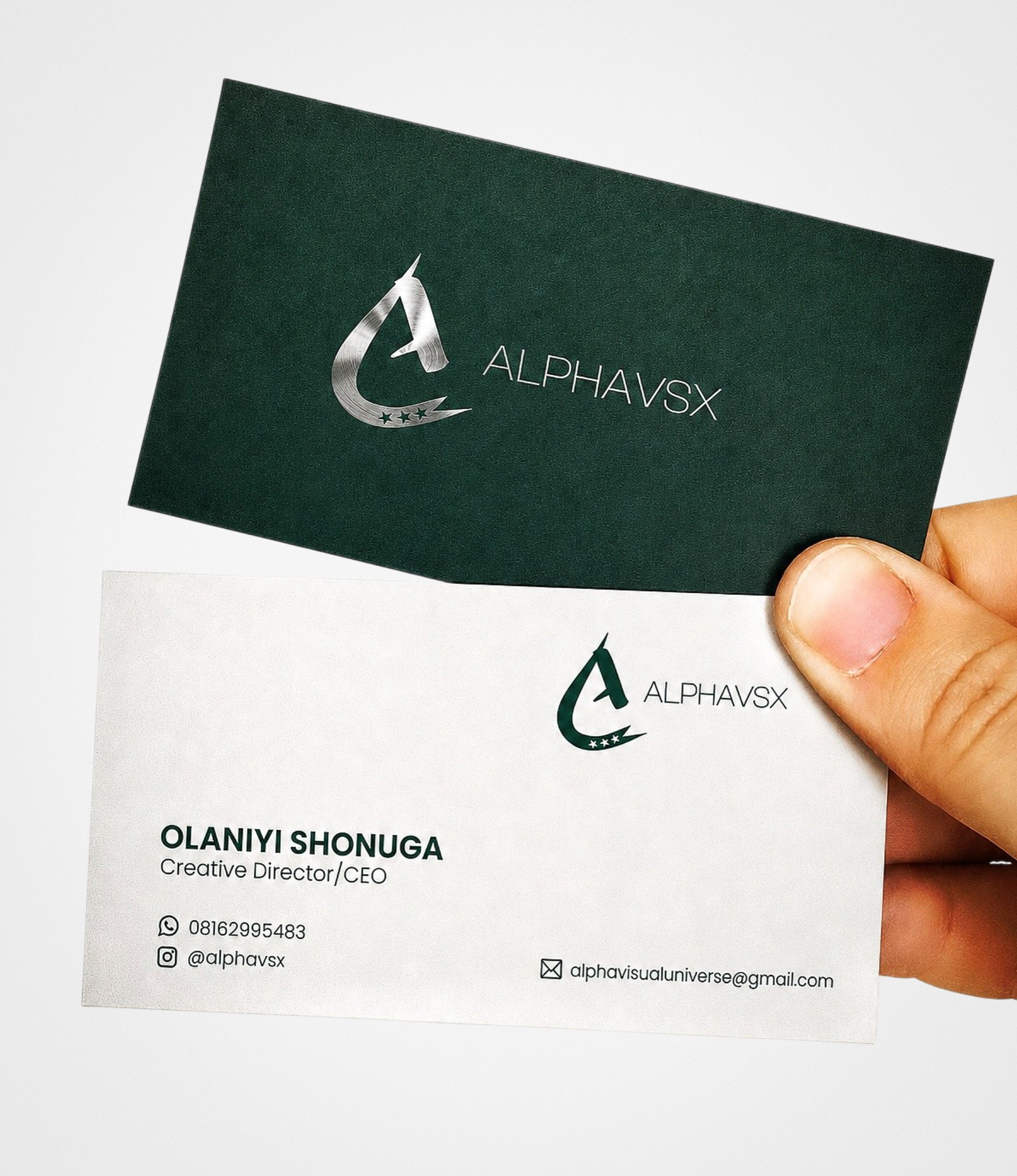 IMAGE 1 [ATTACH REFERENCE IMAGE — two business cards flat-laid on dark … 3