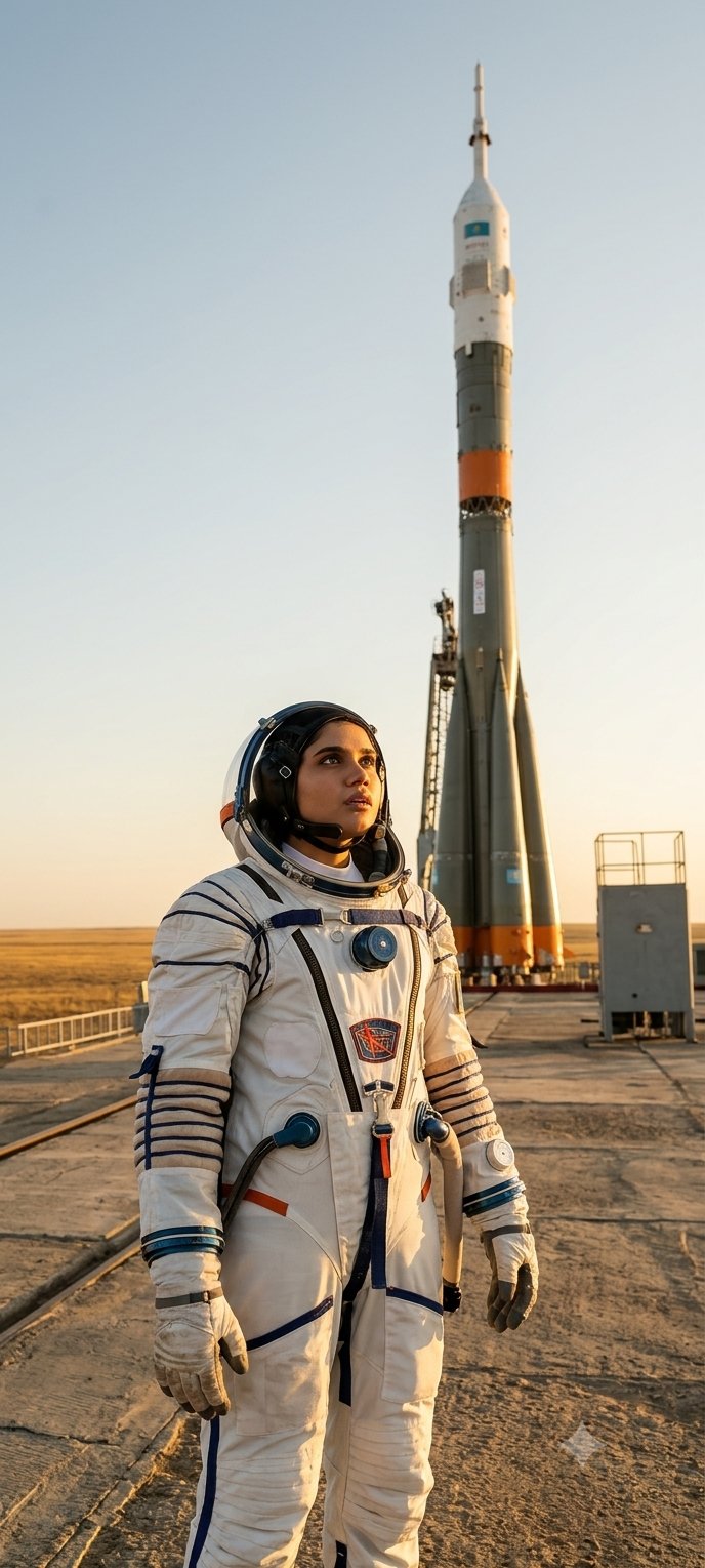 Ultra-realistic cinematic wide editorial shot of a young Kazakh girl, a… 1