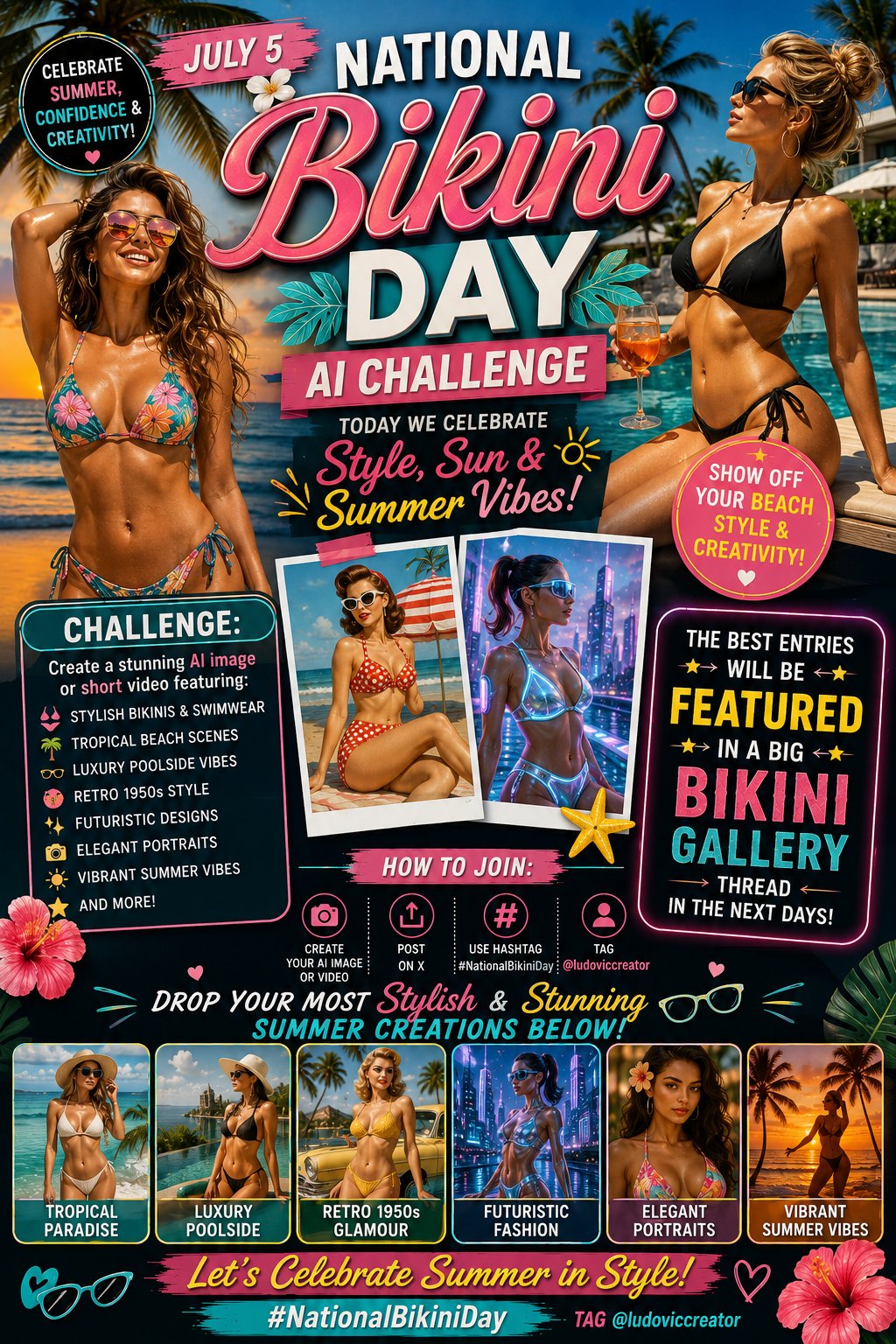 👙 National Bikini Day AI Challenge July 5 Today is National Bikini Day…