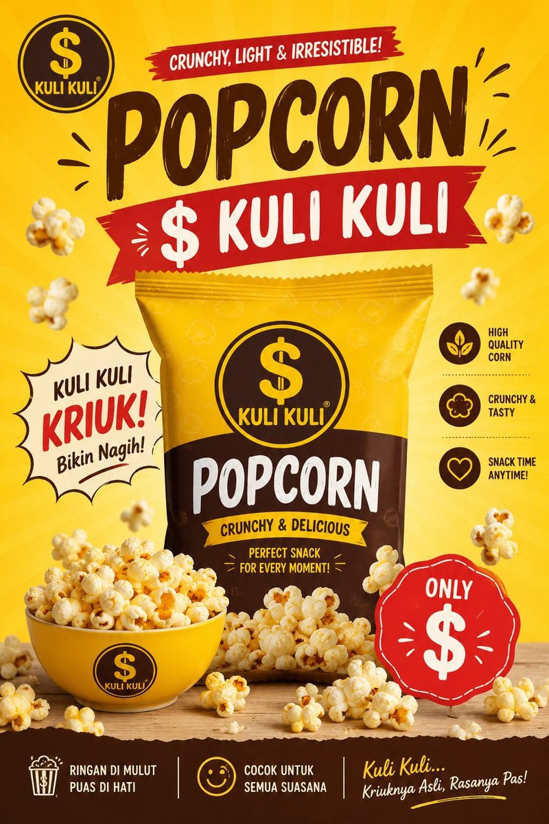 Premium Commercial Advertising Poster for "Popcorn $ Kuli Kuli" Create …