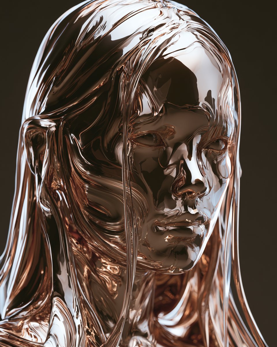 [SUBJECT] envisioned as a Monochromatic Liquid Metal Visage, where ripp… 2