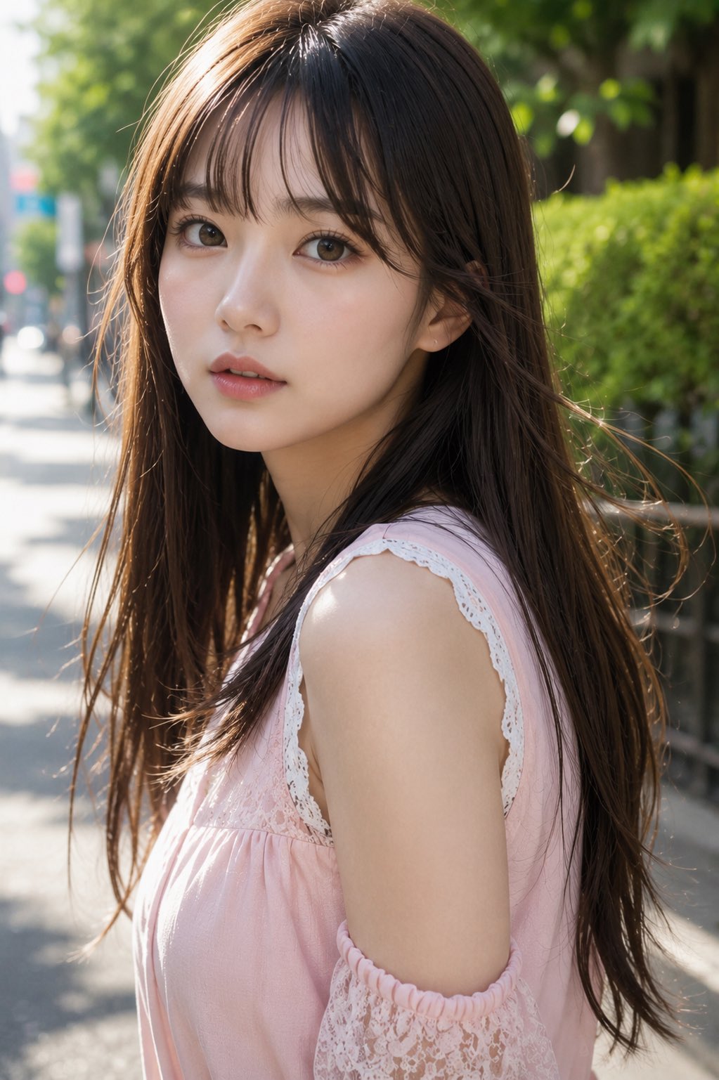 【2枚目のプロンプト】 超リアルなスマホ写真。 20代前半の架空の日本人女性。 実在する人物や有名人には似せない。 小顔で自然な卵型の輪郭。 … 1
