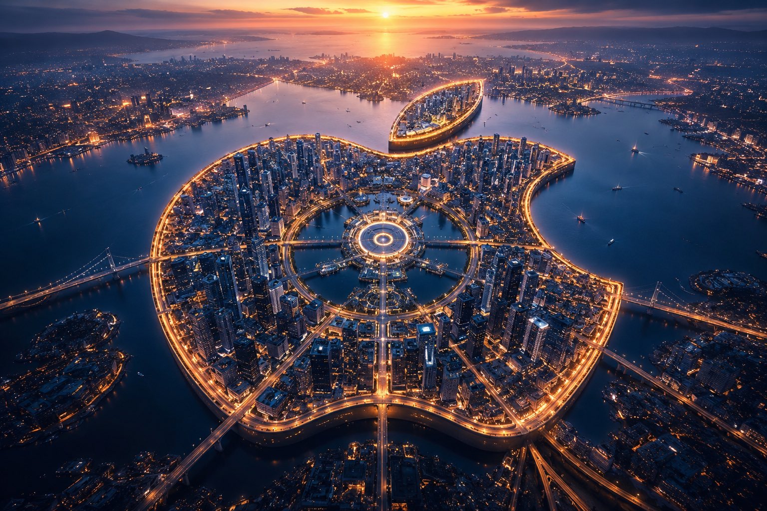Create a cinematic futuristic aerial scene where the entire city is des… 3