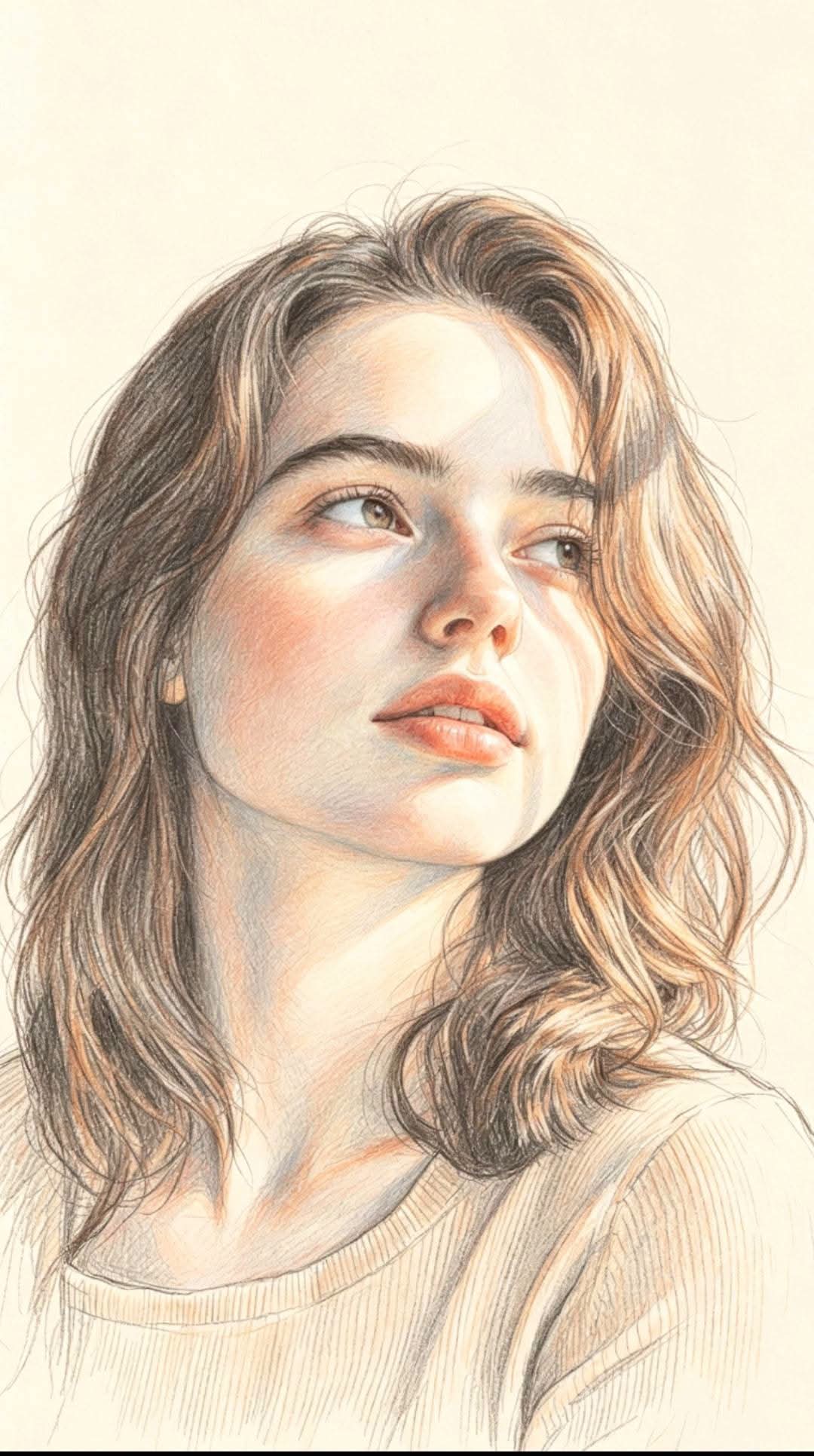 Ultra-refined semi-realistic graphite and colored-pencil portrait illus…