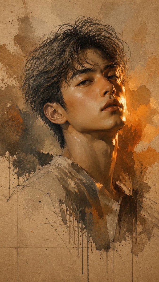 Transform the artwork into a breathtaking contemporary fine-art portrai…