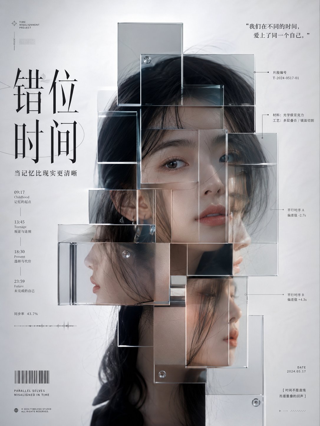 对面女生@参考图坐在餐桌另一侧的卡座上，身体正对镜头方向，上半身位于餐桌后方，只露出胸口以下或局部上半身，姿态安静放松。 1
