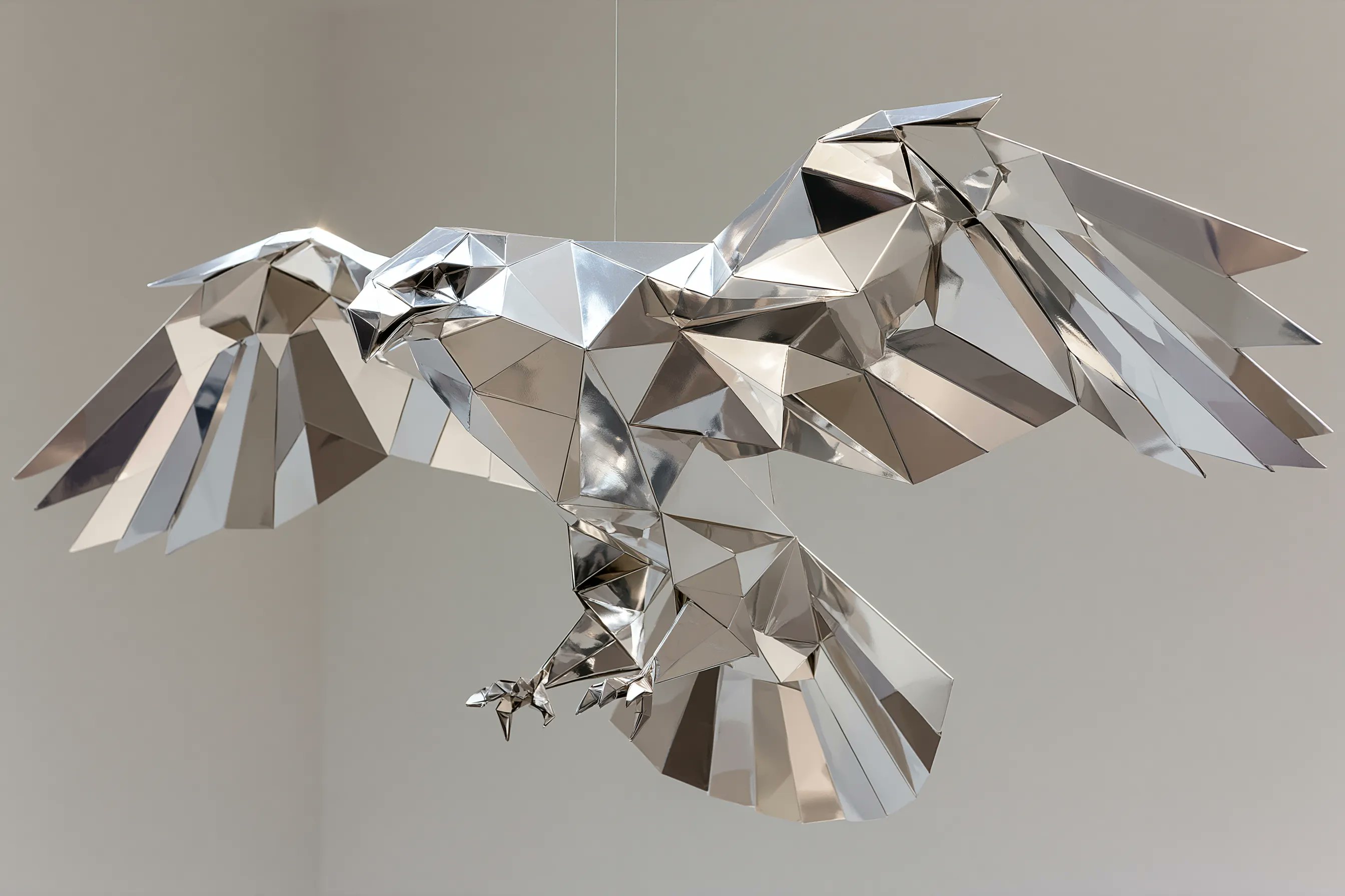 A stylized sculpture of a [subject], entirely constructed from folded m… 2