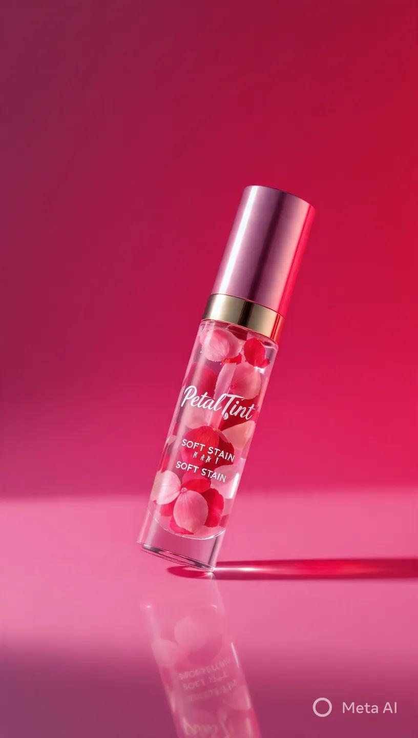 High-end commercial beauty product photography of a (floral lip tint bo… 1