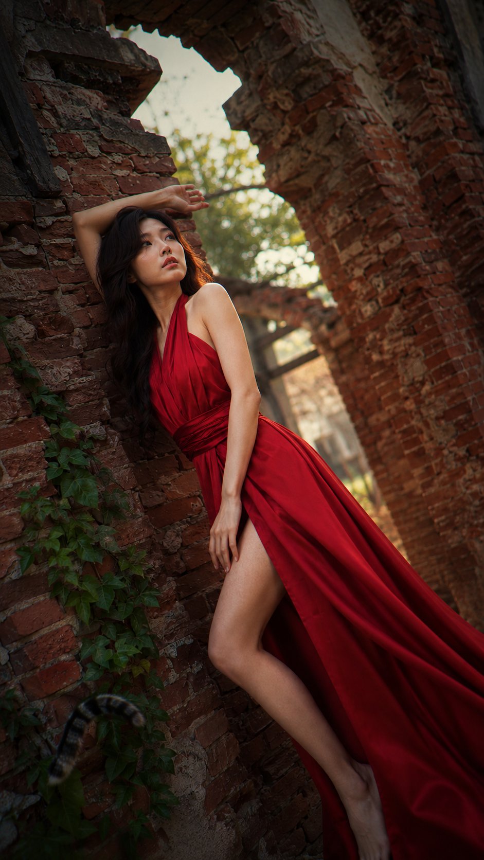 A high-quality, fashion-forward editorial portrait captured on a Hassel… 1