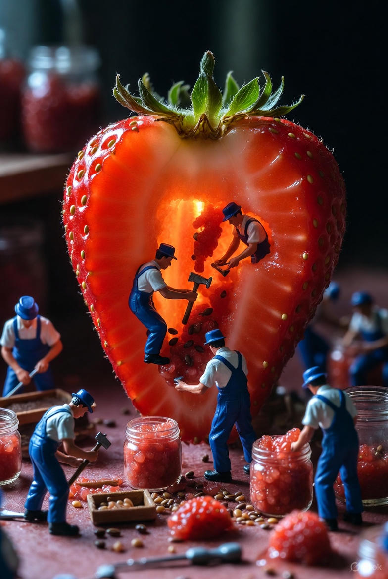 { "prompt_details": { "subject": "Miniature construction workers 'minin…