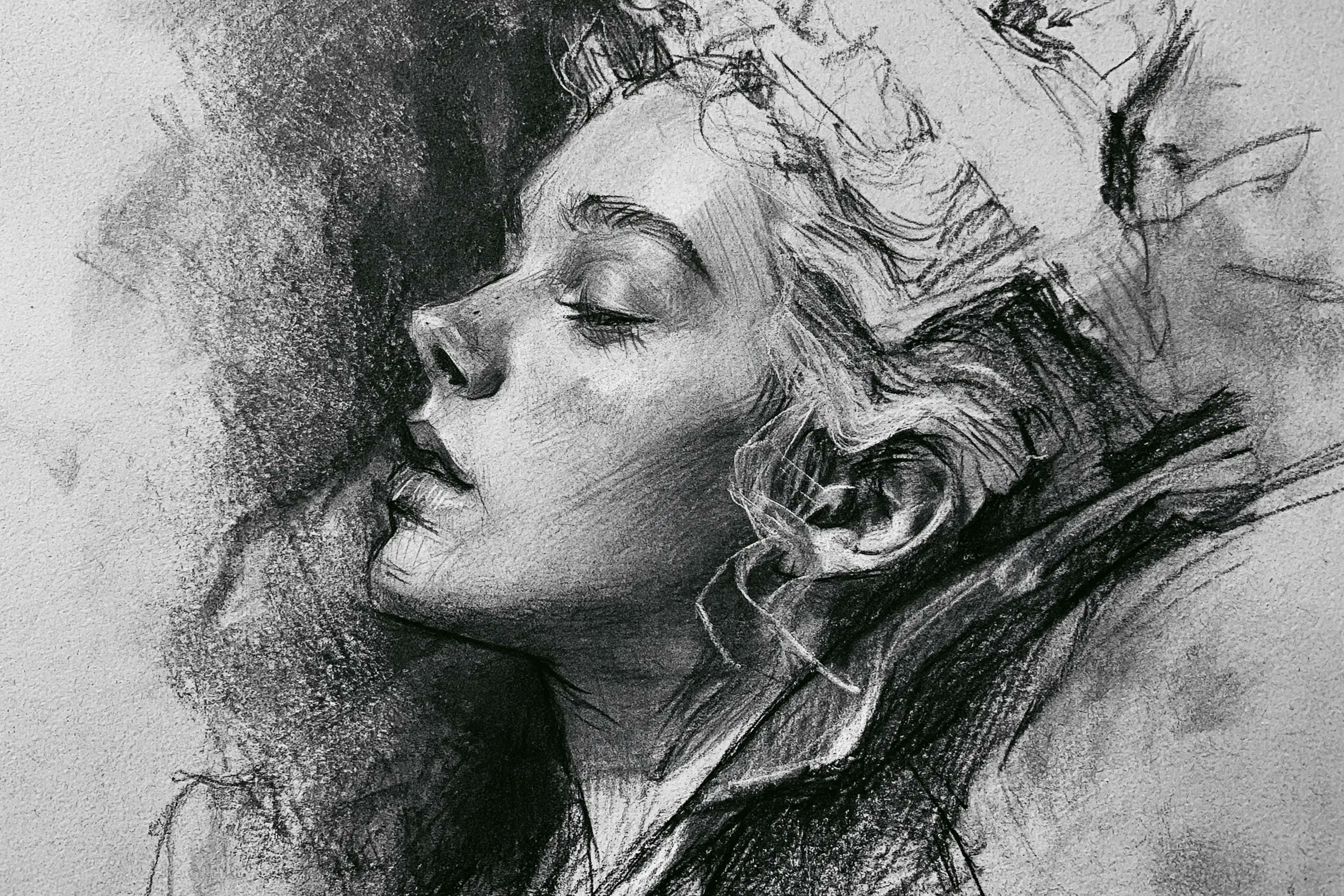 Gritty Charcoal 💬Prompt: A charcoal sketch of a [subject], raw and tex… 2