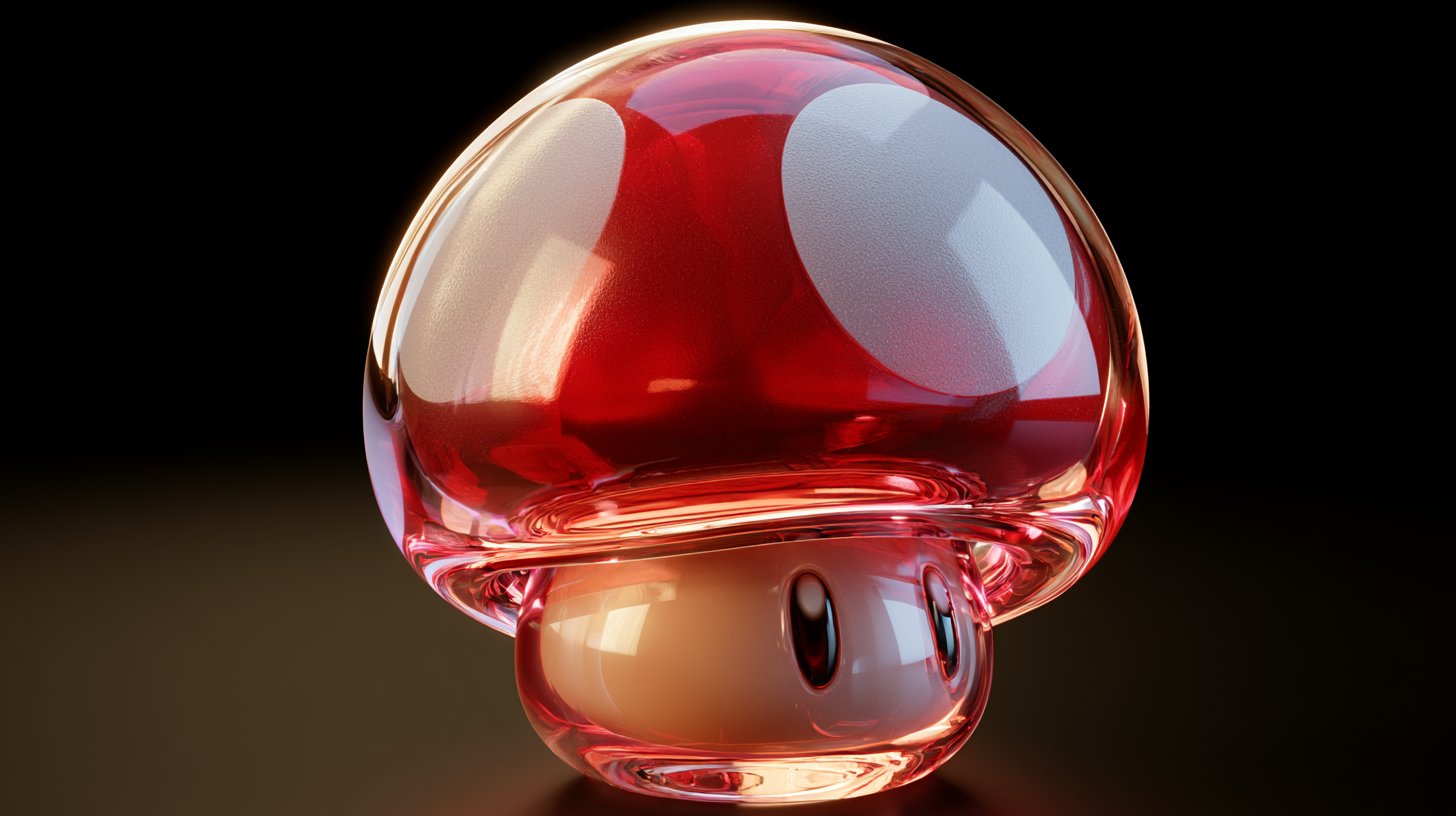 [ICONIC POP CULTURE OBJECT] rendered in transparent glass, 3d rendering… 3