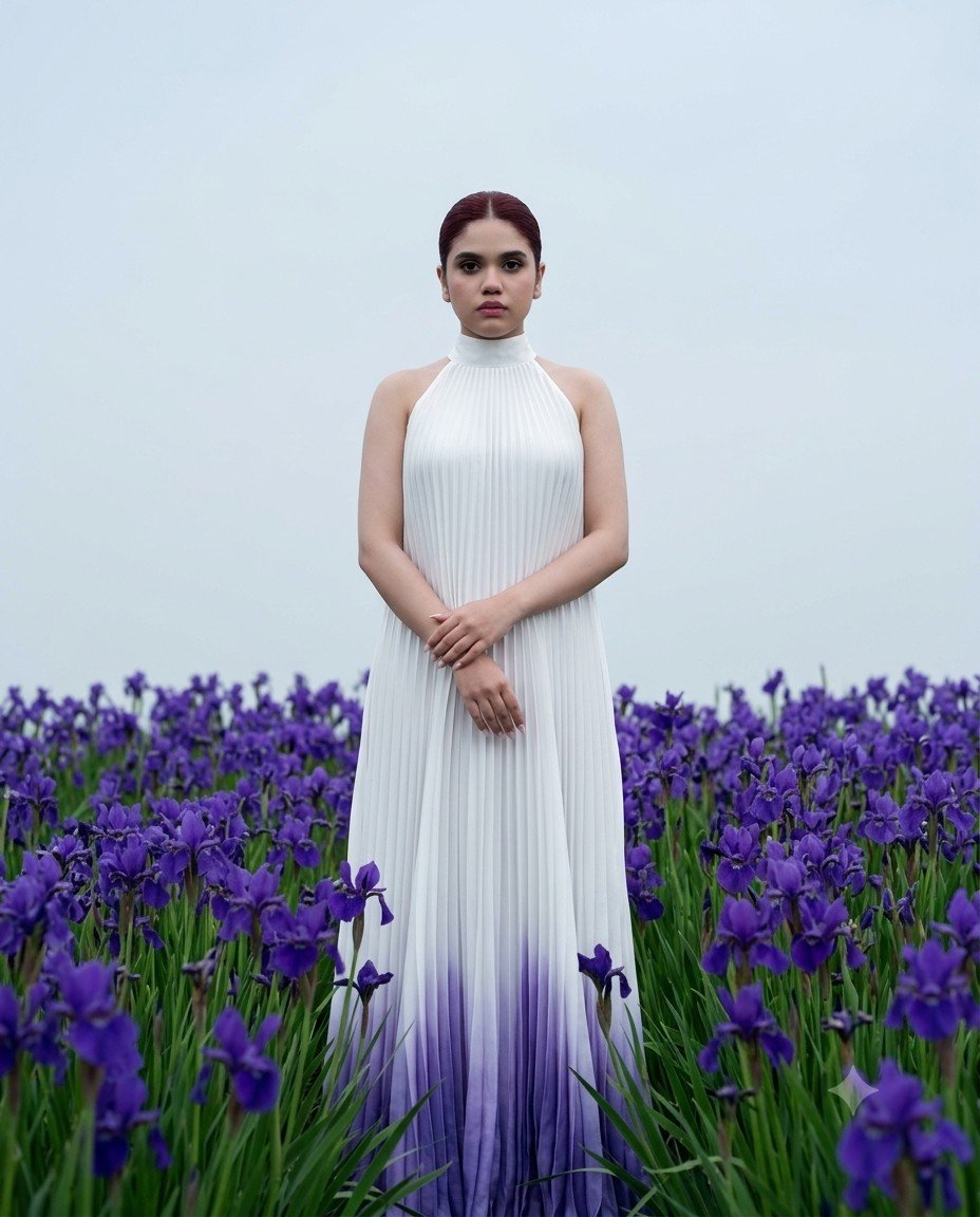 Ultra-realistic fine art minimalist fashion editorial of a young Kazakh… 1