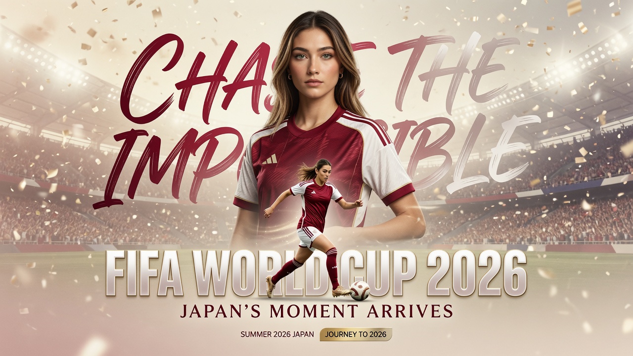 Ultra premium FIFA World Cup 2026 inspired football campaign poster 16:…