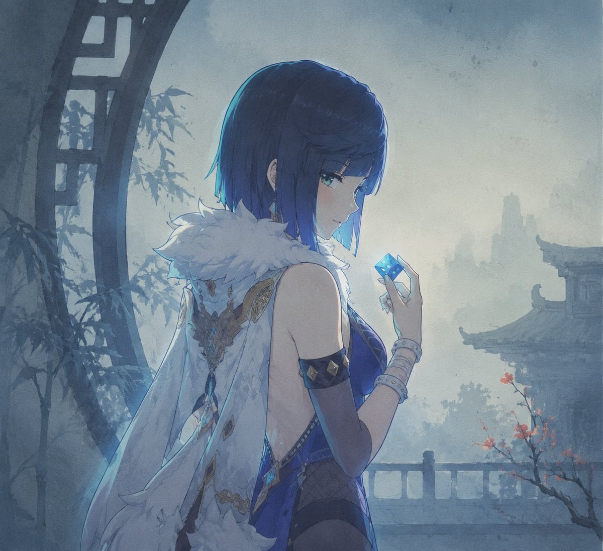 以“雾釉赛璐璐动画风”创作一张 2D 手绘动画分镜画面。 画面主体是[主体]，正在[动作/情绪]，处于[场景]中。整体像一帧安静的手绘动画电影…