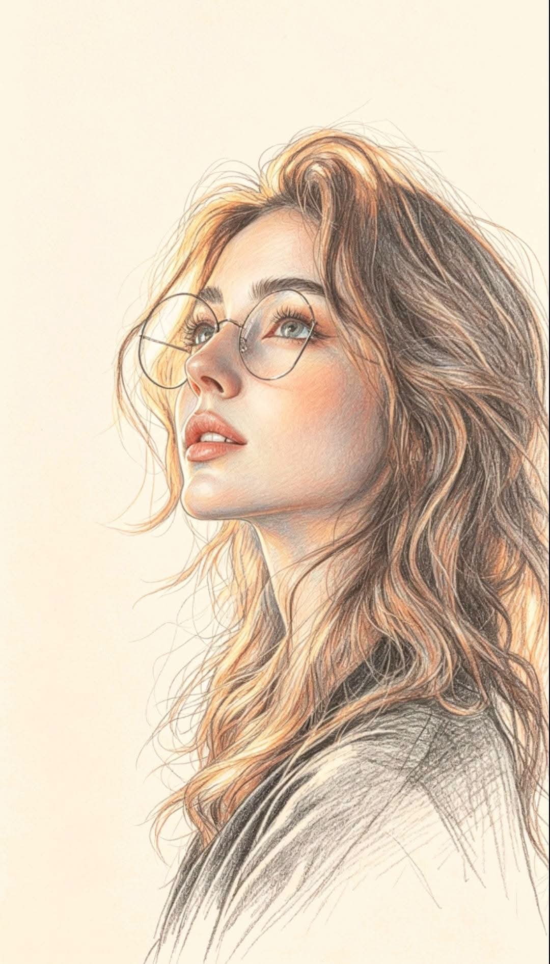 Ultra-refined semi-realistic graphite and colored-pencil portrait illus… 2