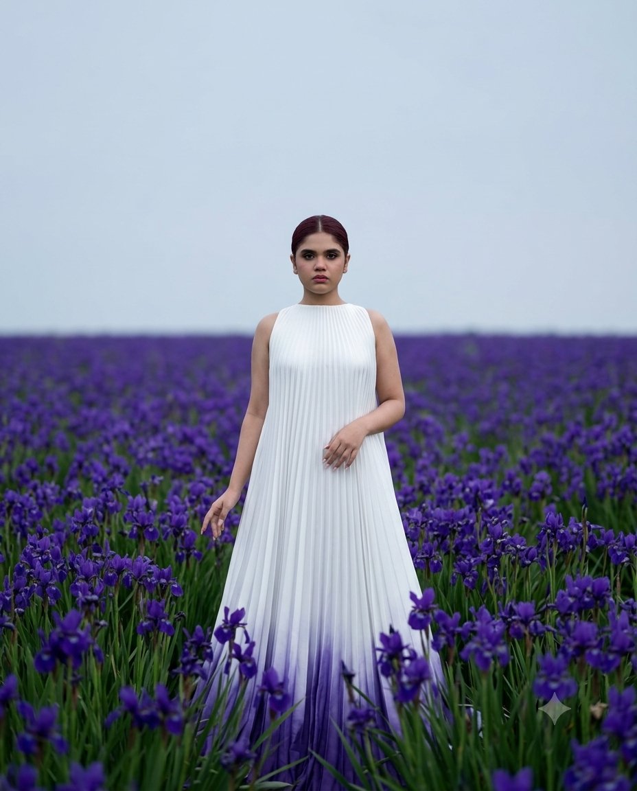 Ultra-realistic fine art minimalist fashion editorial of a young Kazakh…