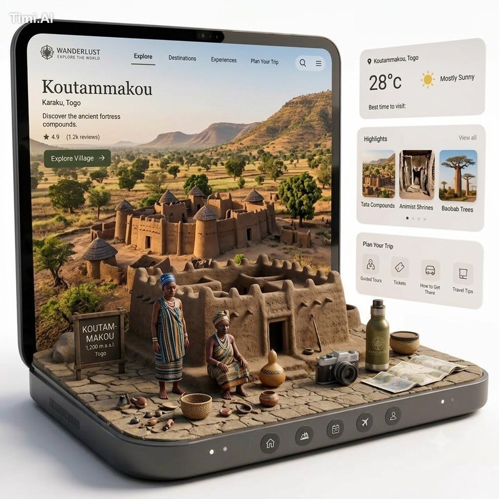 Create a highly detailed isometric 3D pop-out travel app diorama for [D… 1