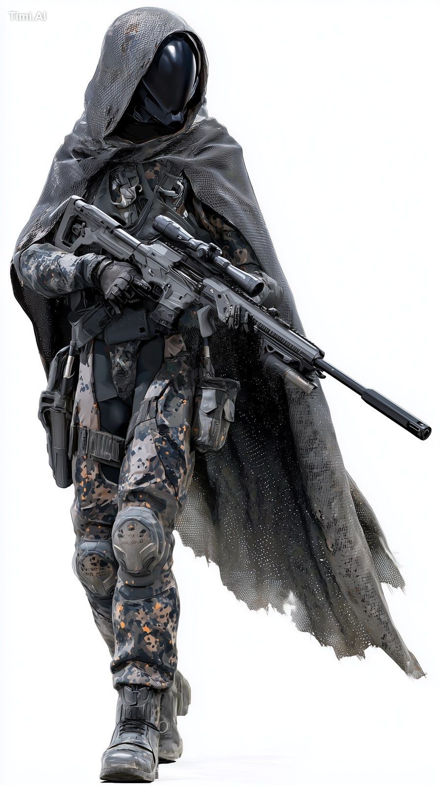 concept art of a nimble phantom recon scout, wearing lightweight, form-…