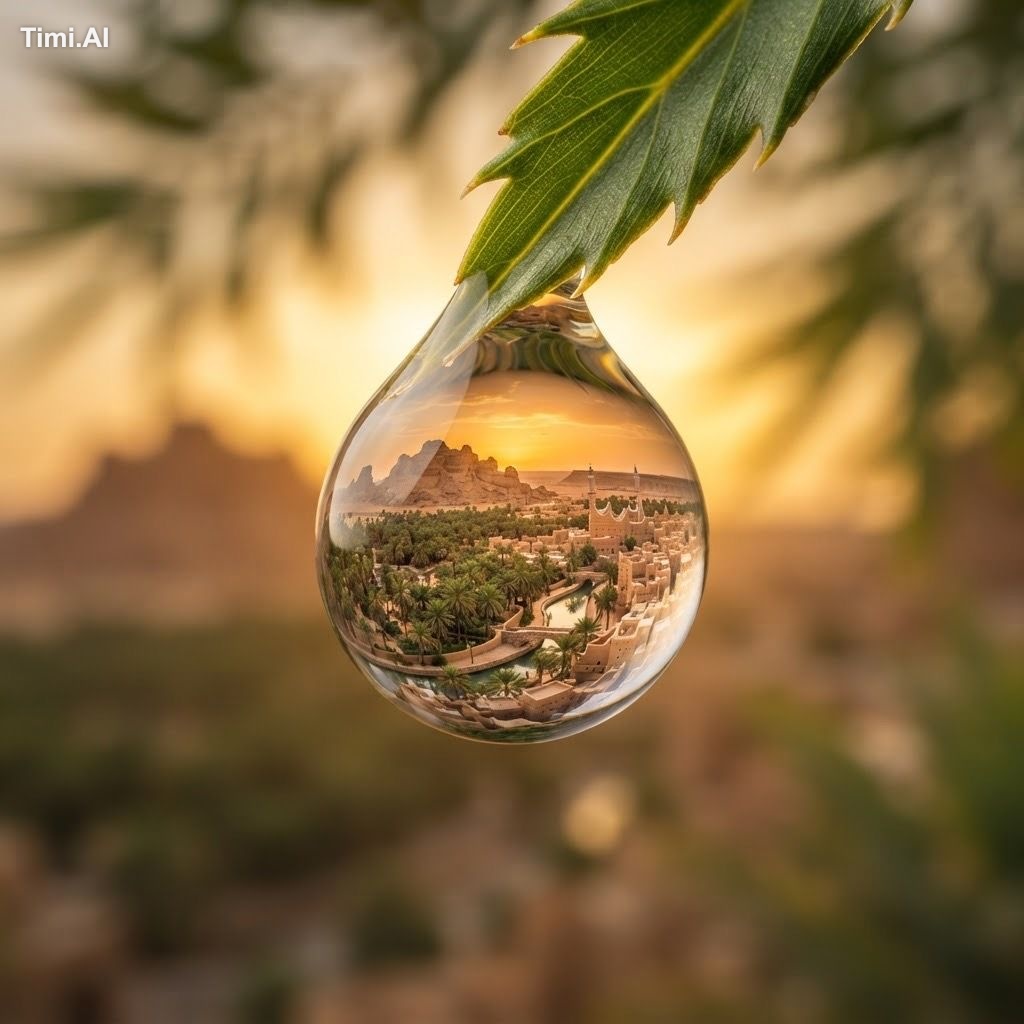Ultra-macro surreal shot of a crystal-clear water droplet containing a … 1