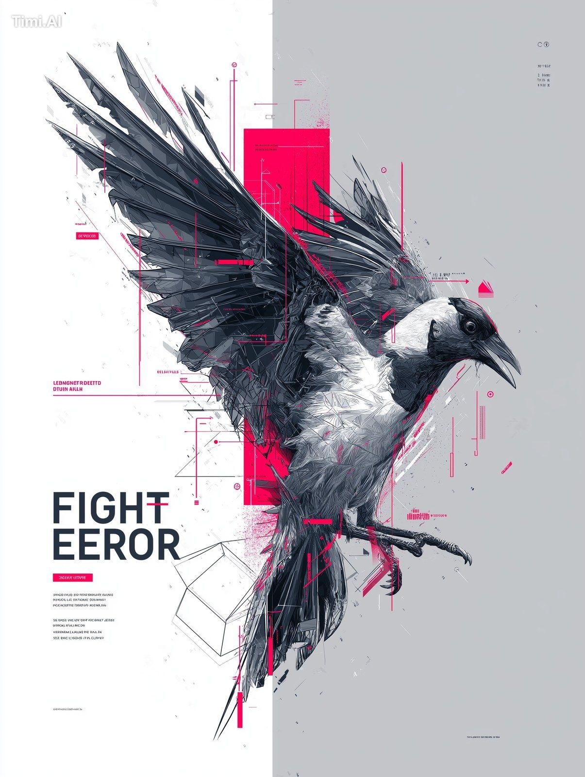Graphic bird poster design exploring the theme of freedom with text log…