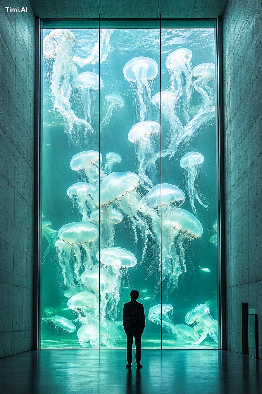 Frontal perspective, a huge floor-to-ceiling window occupies the entire…