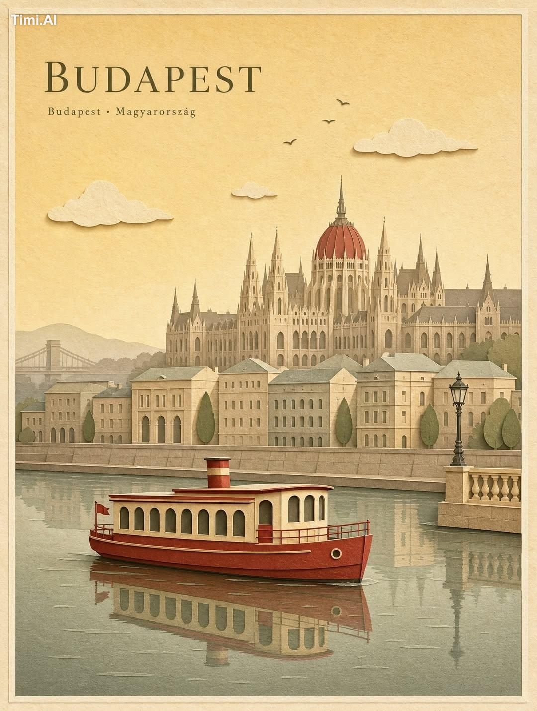 Create a premium vintage travel poster in an elegant handcrafted layere… 1