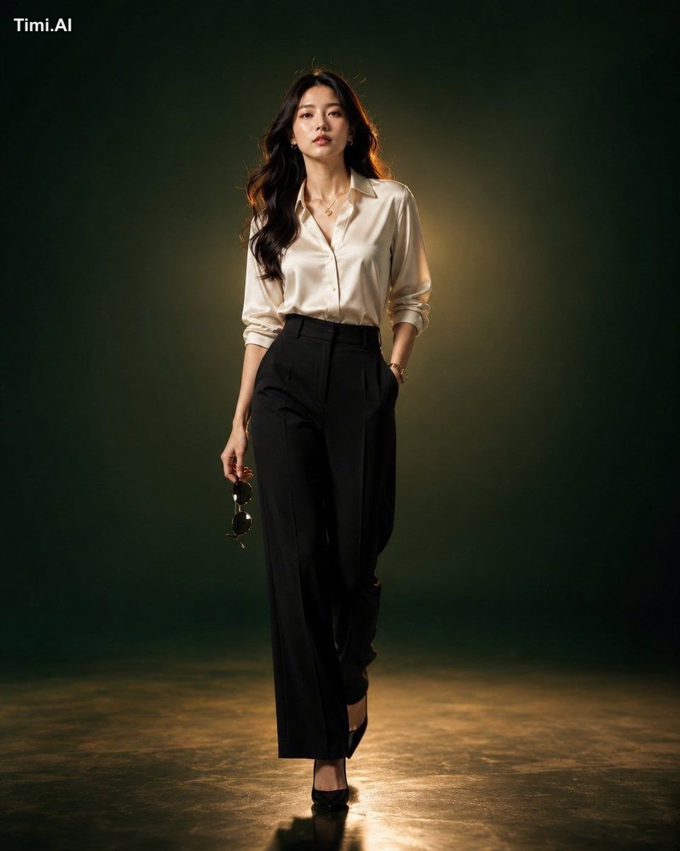 An ultra-premium luxury fashion editorial portrait of a beautiful young…