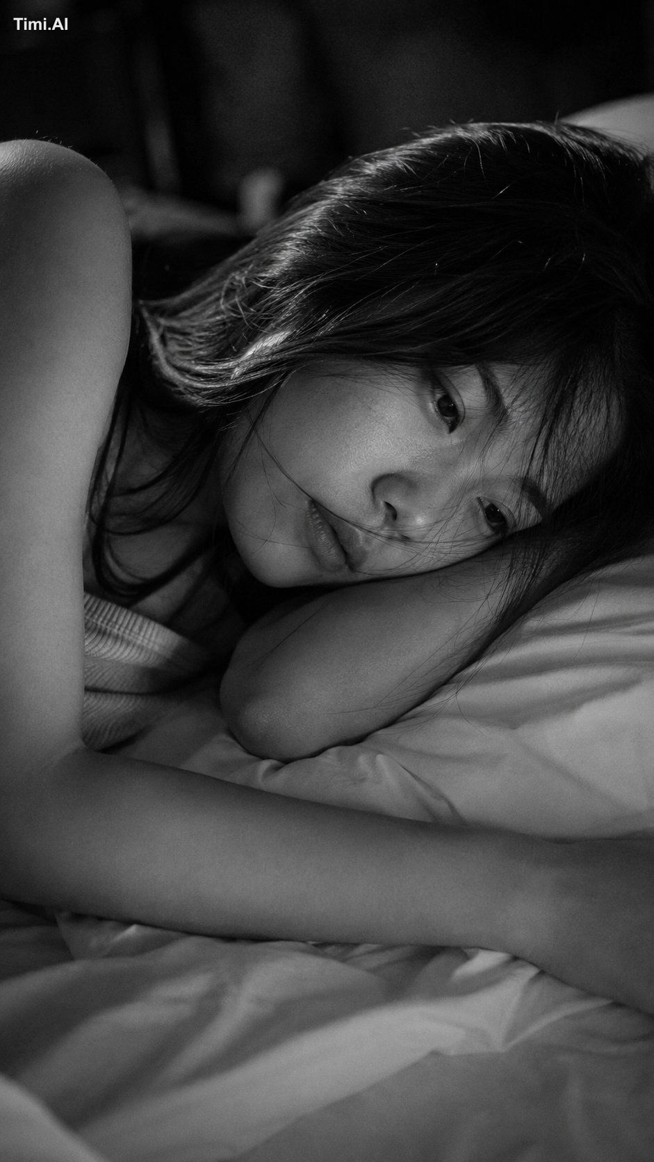 Close-up portrait, 85mm f/1.2, a young East Asian woman in her early 20… 2
