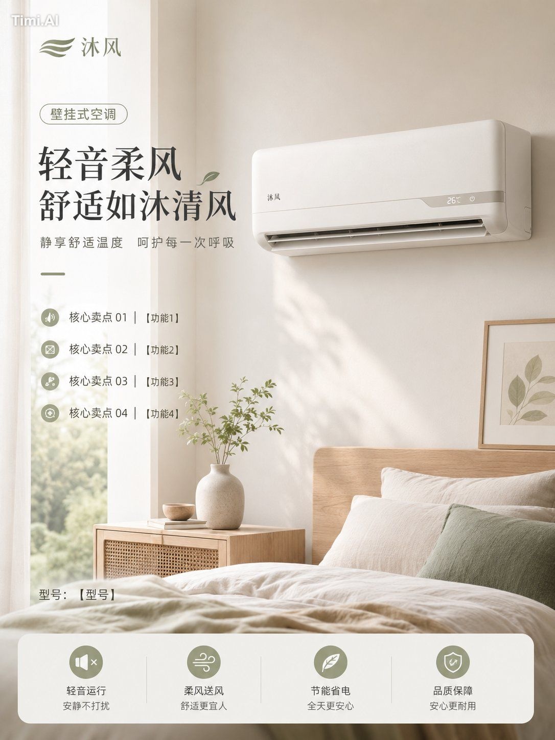 为【品牌名】的【产品名】设计一套 **4张独立输出的竖版电商详情页图片**。 产品类型：【产品类型】 产品型号：【型号】 产品颜色：【颜色】 …