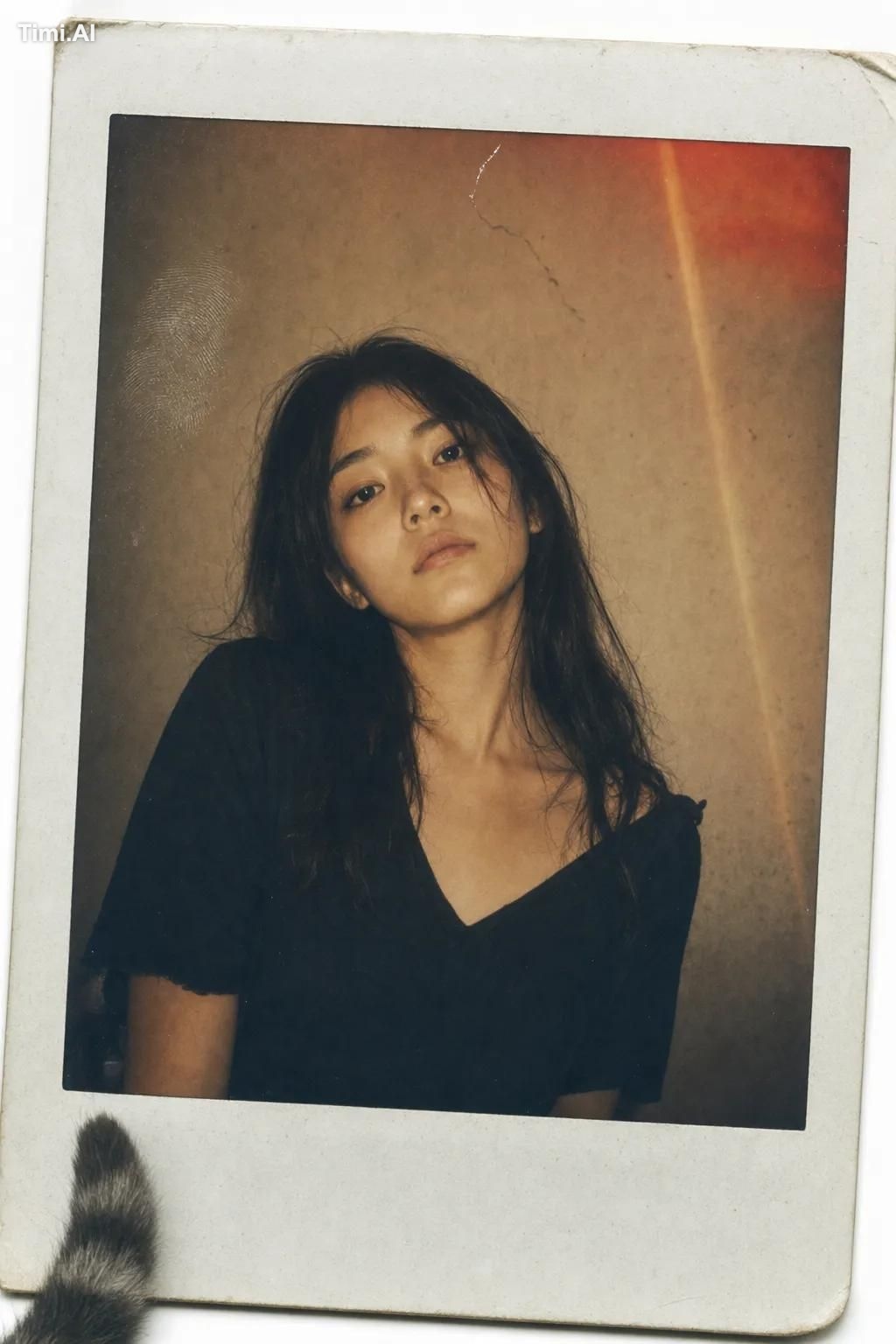 A vintage Polaroid instant photograph with a classic thick white border…