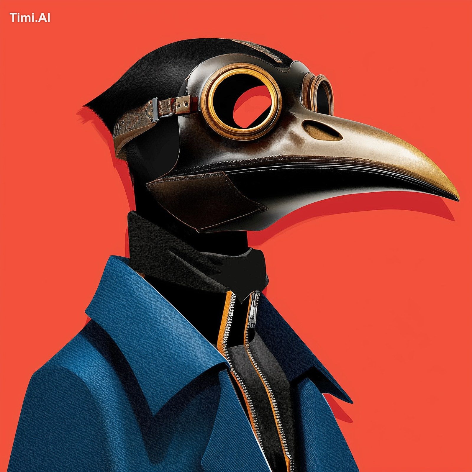 plague doctor crow head mask, surreal collage style, inspired by cubism…