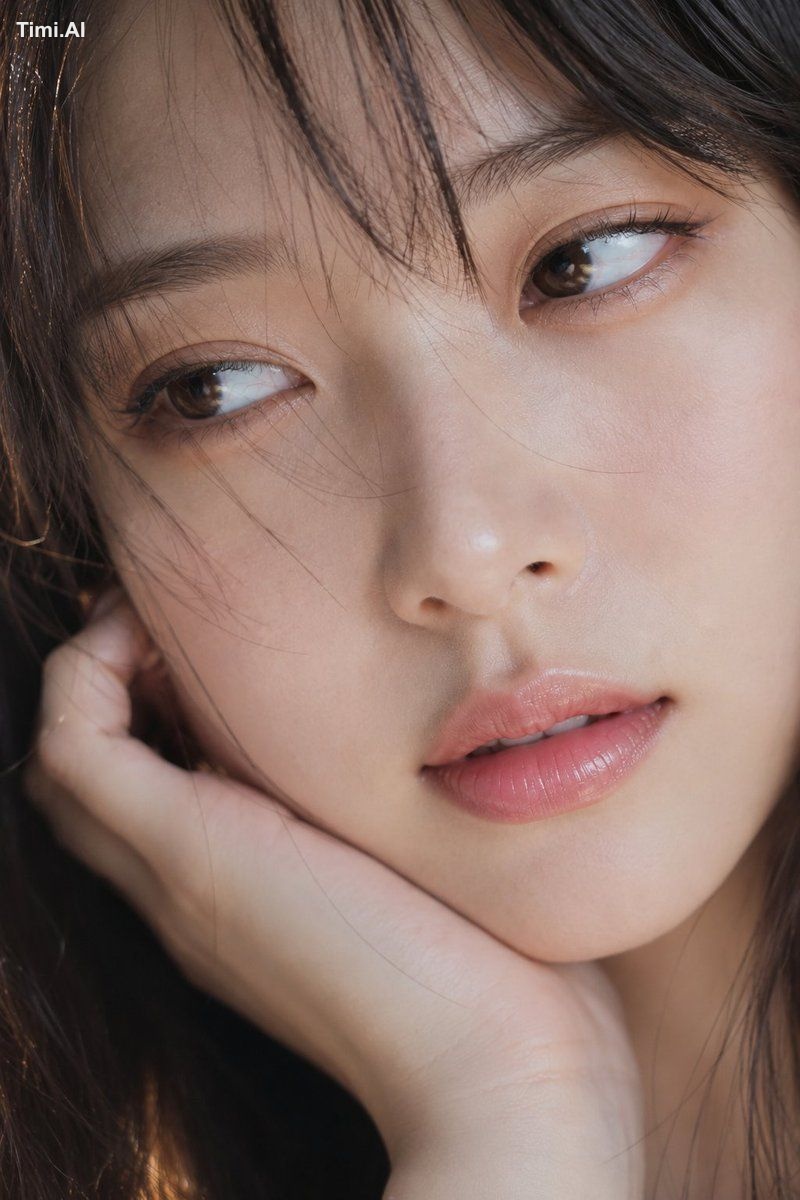 Ultra-realistic beauty photography, extreme intimate close-up portrait … 1