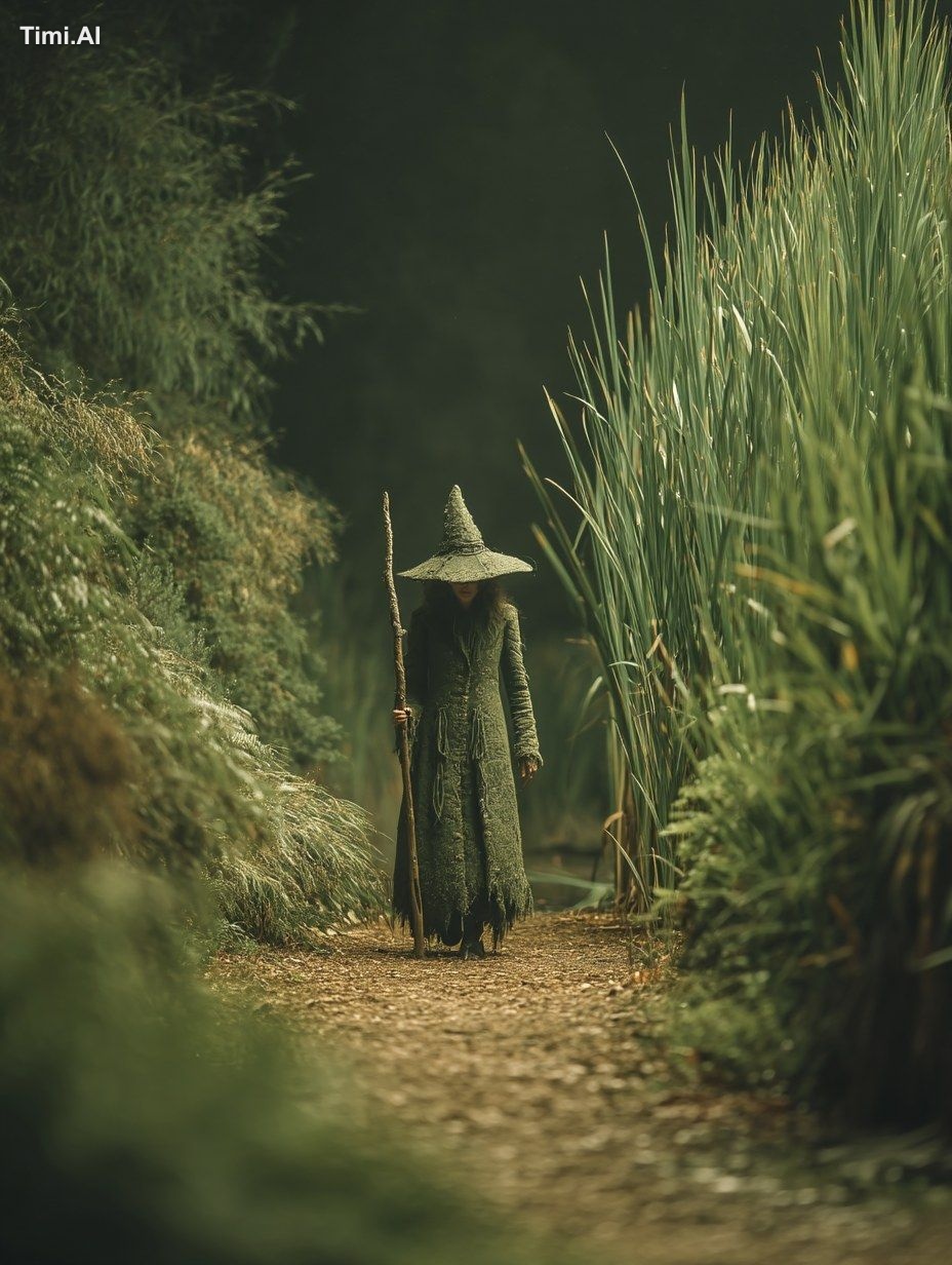[Close-up shot] A cinematic female witch from a horror movie, old, scar…