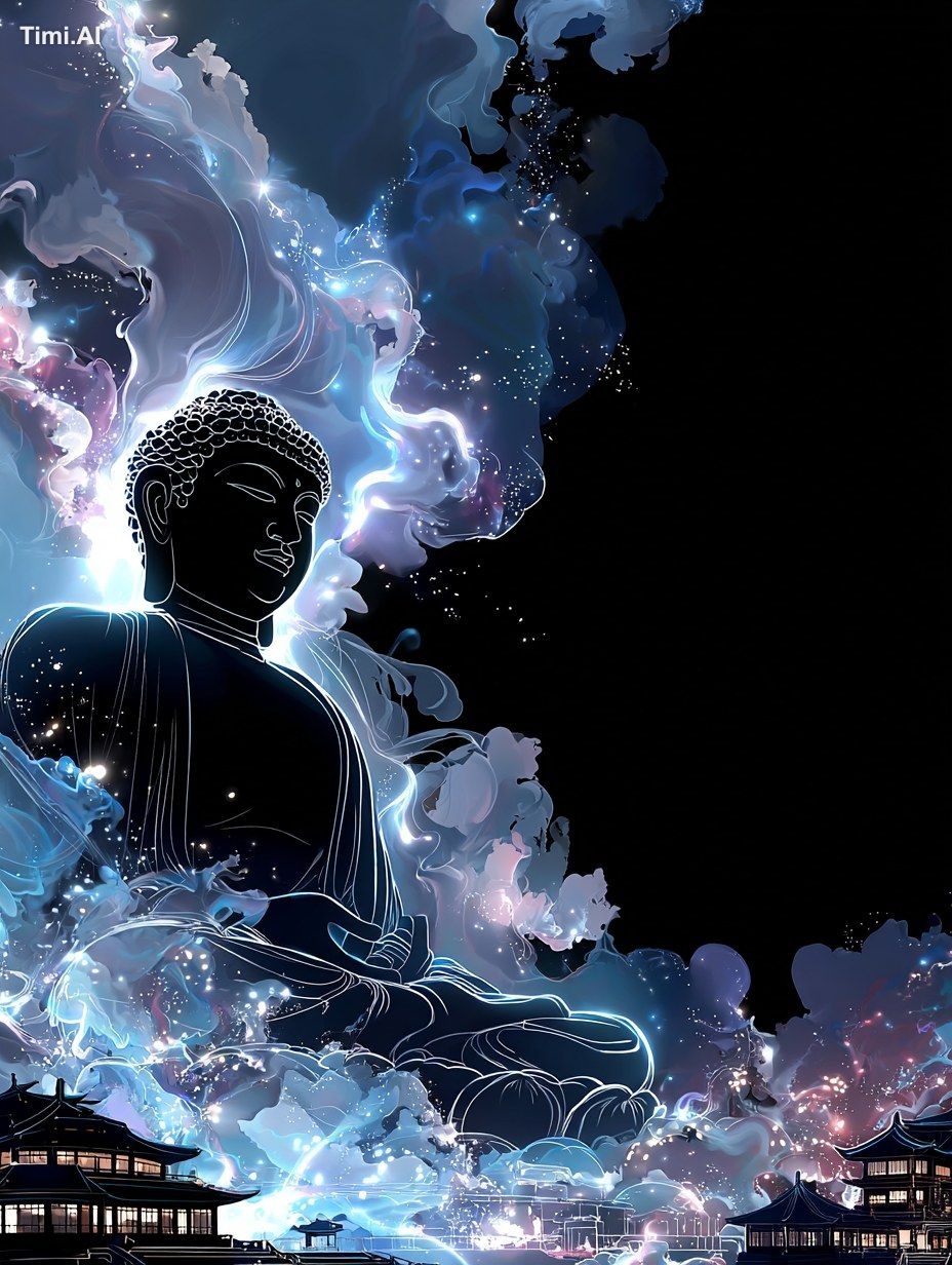Illustration, double exposure stream of consciousness fantasy art,Buddh…