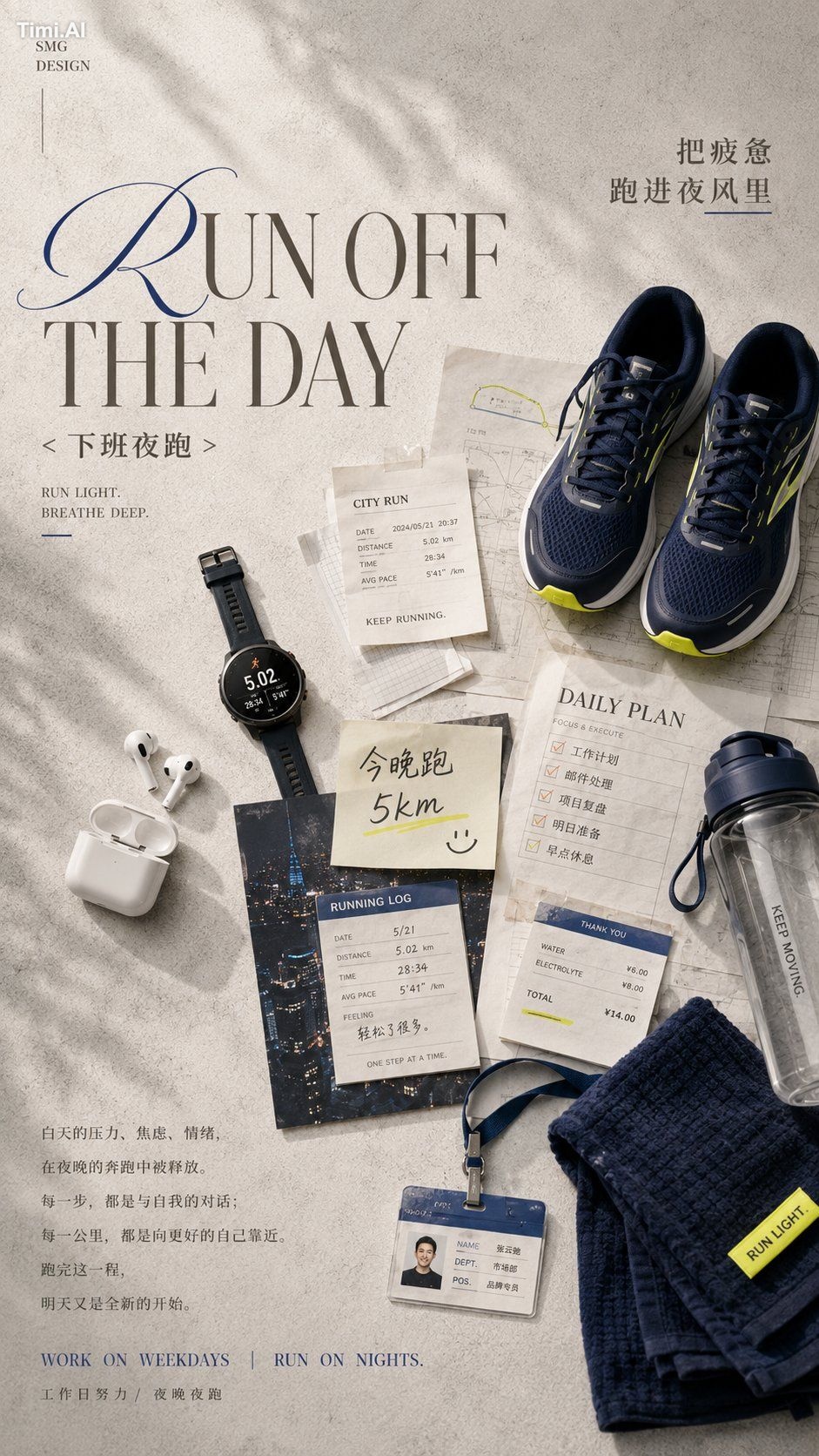 【主题】：下班后的快乐装备 【英文主标题】：【填写】 【中文副标题】：【填写】 【情绪短句】：【填写】 【核心装备】：【填写 5–8 件物品】…