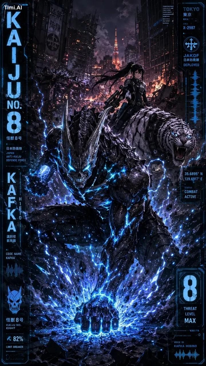 Masterpiece, ultra-detailed dark sci-fi manga illustration of Kaiju No.… 1