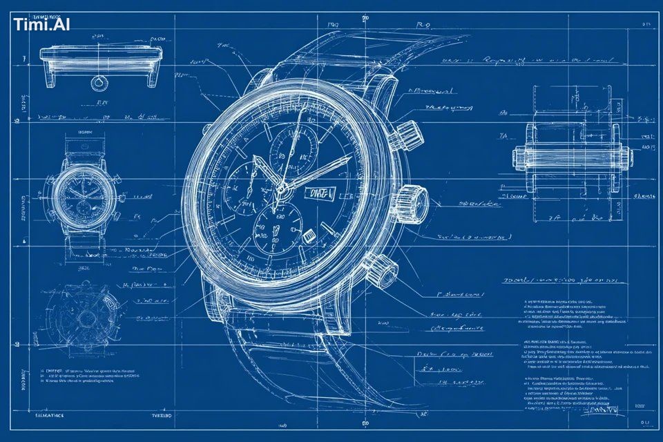 [product name], technical blueprint drawing, orthographic view, front v…