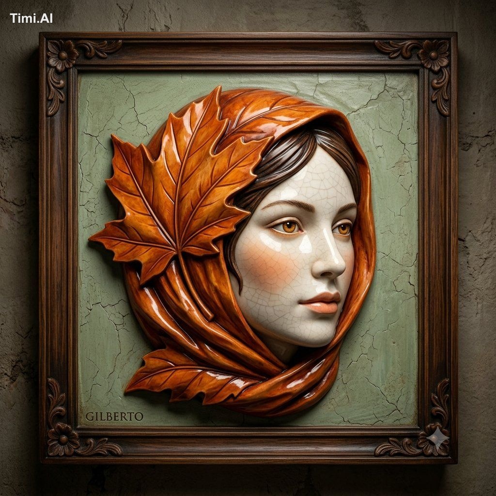 Create a luxurious, museum-quality 3D bas-relief sculpture portraying a…